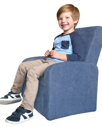 "Kids Blue Comfy Upholstered Recliner Chair with Storage"
