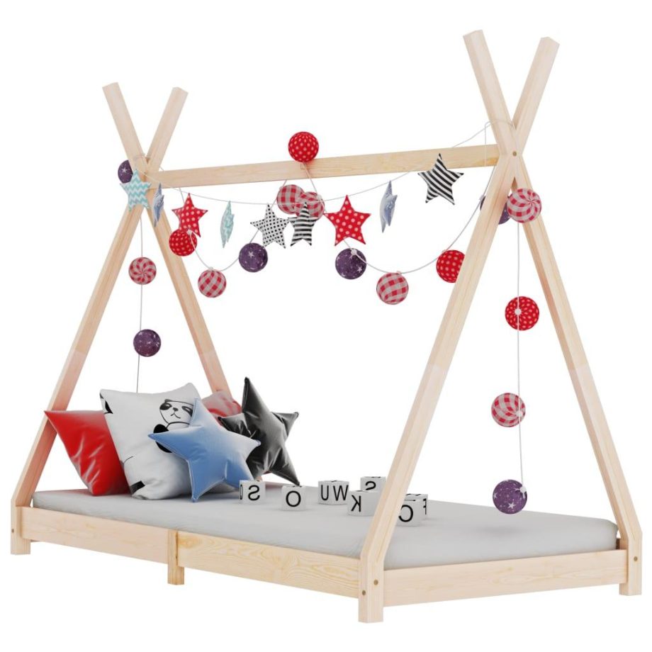 vidaXL Kids Bed Frame Solid Pine Wood 90x200 cm