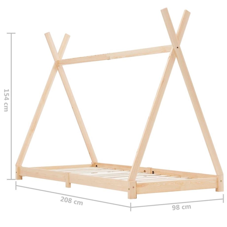 vidaXL Kids Bed Frame Solid Pine Wood 90x200 cm