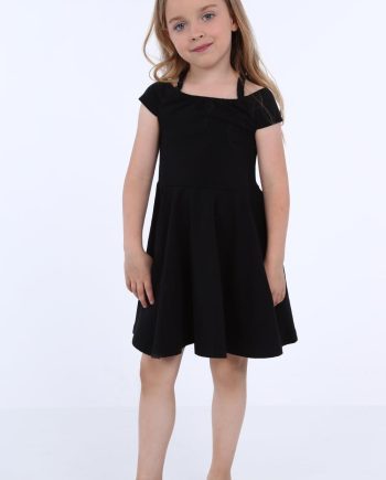 Girls' dress with thin straps, black NDZ8494