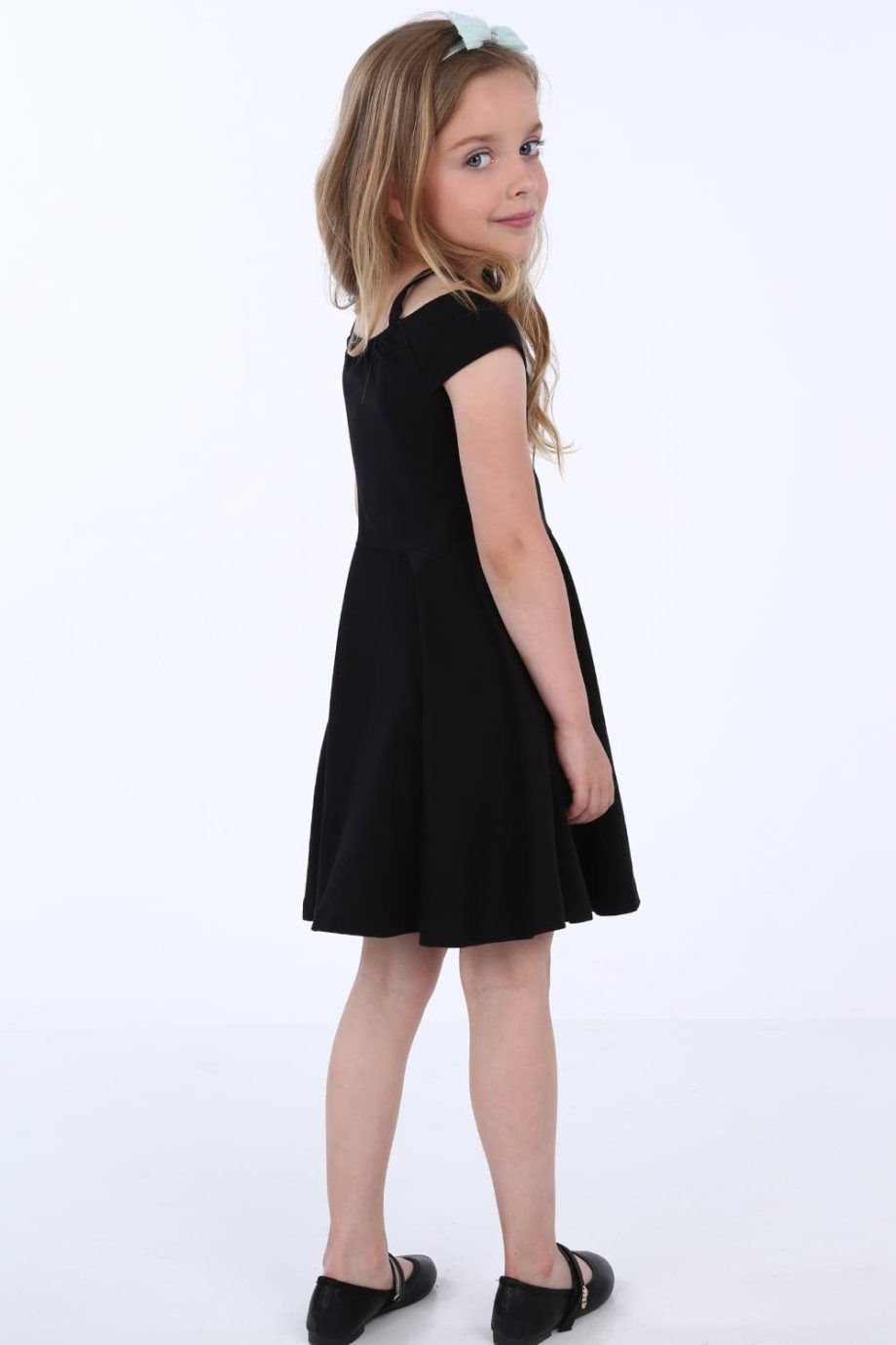 Girls' dress with thin straps, black NDZ8494